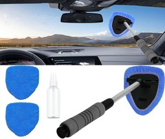 Windshield Cleaner Tool With Reusable Microfiber Pads – Car Window Glass Wipe…