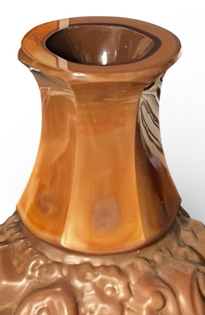 Vtg Desna Butterfly Bud Vase Czech Republic Bohemian Rosaline Brown Art Glass gallery