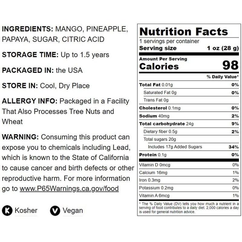 Diced Fruits Mix - Mango, Pineapple, Papaya, Kosher, Raw, Vegan - Food To Live® gallery
