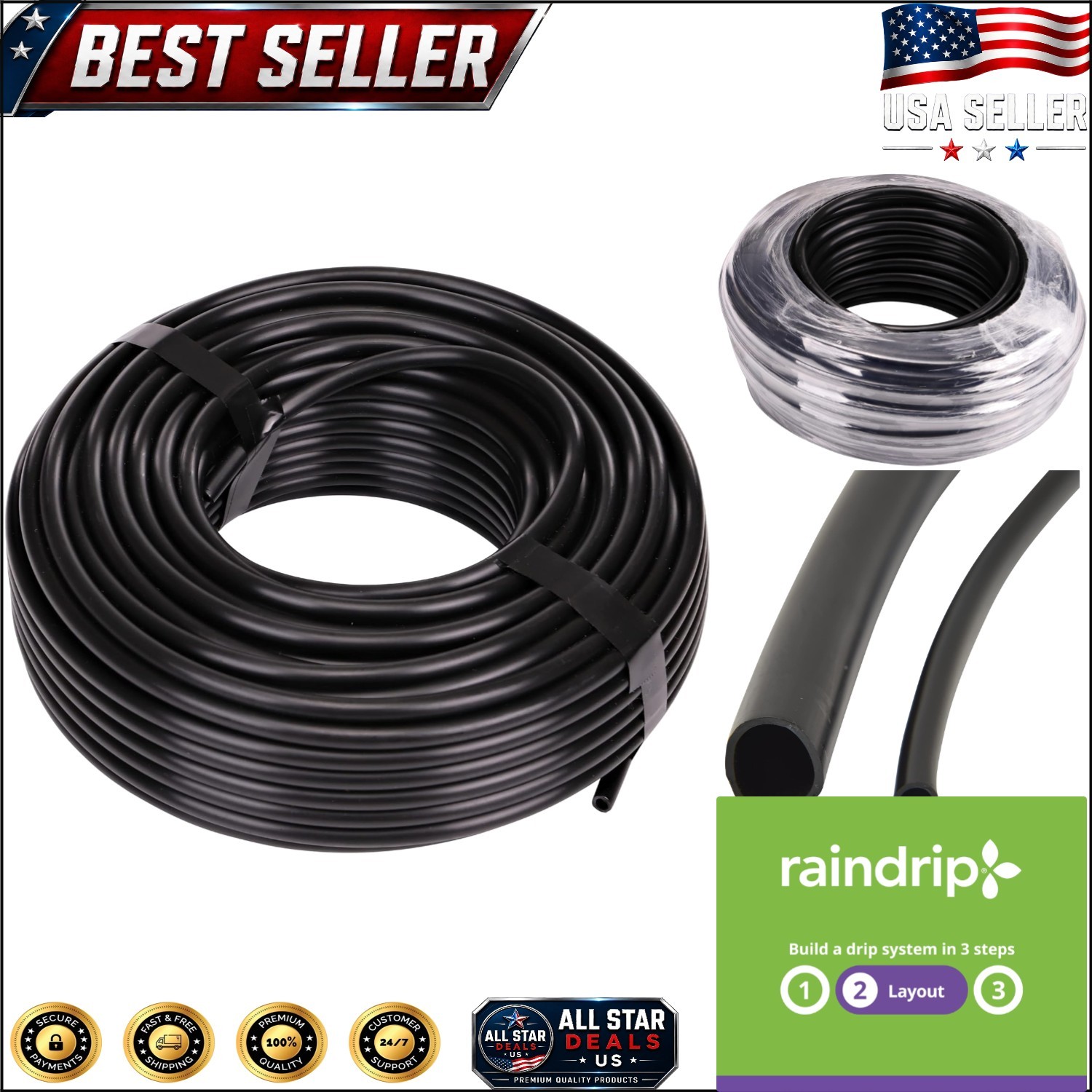 Eco-Friendly 100ft 1/4 Inch Drip Irrigation Tubing – Built for Long-lasting Use gallery