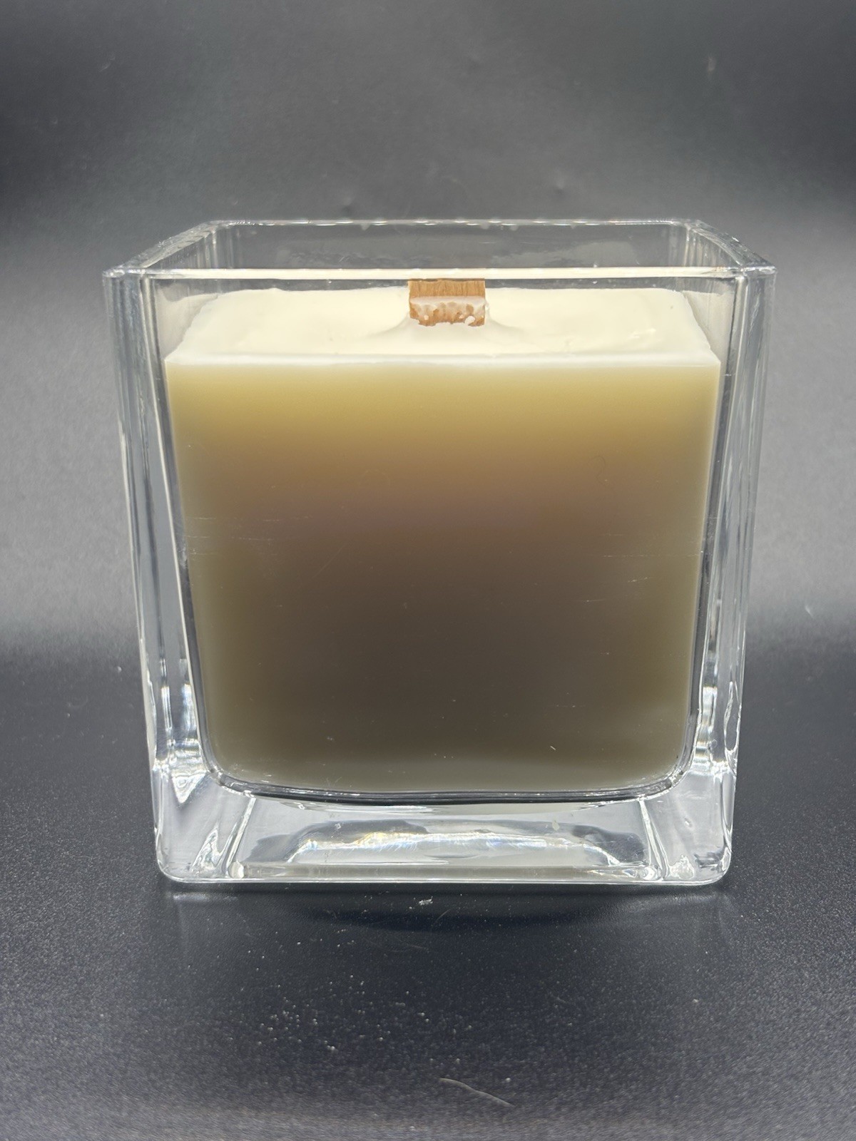 Handcrafted Unscented 18 oz Tallow Beeswax Candle In Clear Square Glass Jar gallery