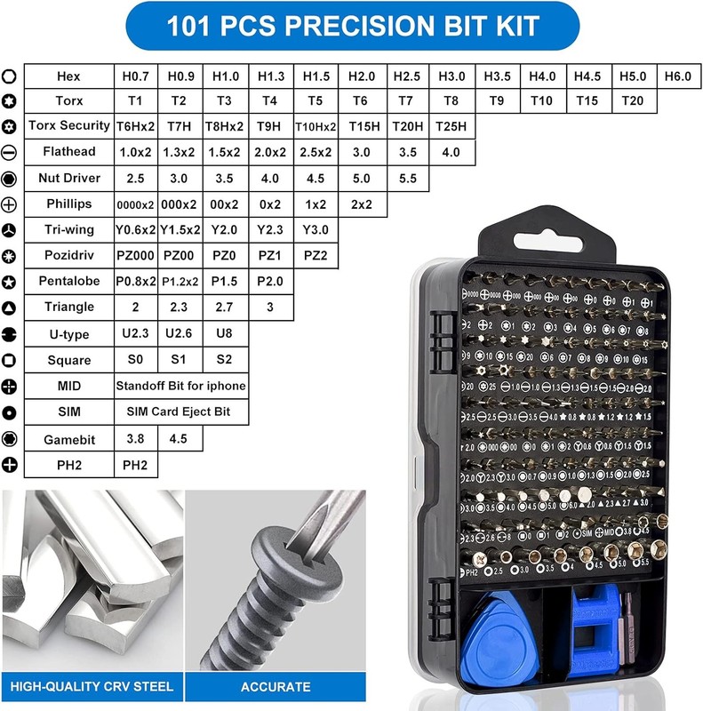 STREBITO Precision Magnetic Screwdriver Set 124-Piece Electronics Tool Kit with gallery