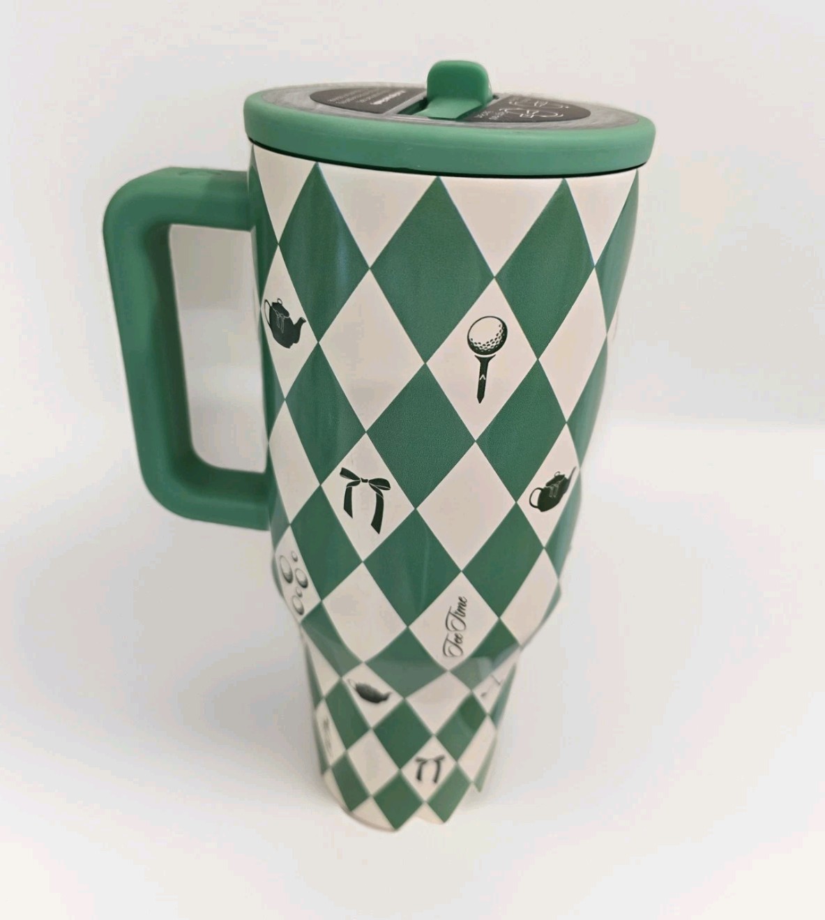 Hydro Jug 40oz Tee Time Green Checkered Golf Theme Tumbler No straw gallery