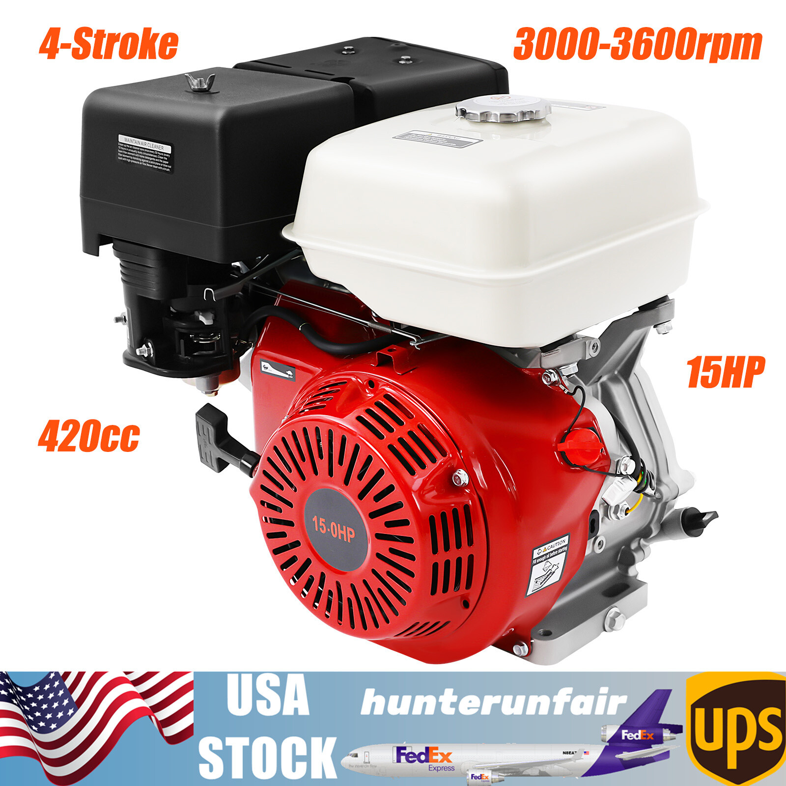 420 CC 15 Hp 4-stroke Gasoline Engine Horizontal Motor Cable Start 9700w gallery