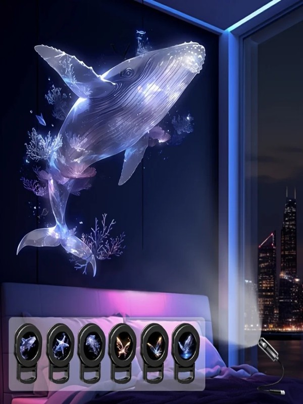 LED USB Night Light Projector 6 Patterns Whale Butterfly Starfish Gift gallery