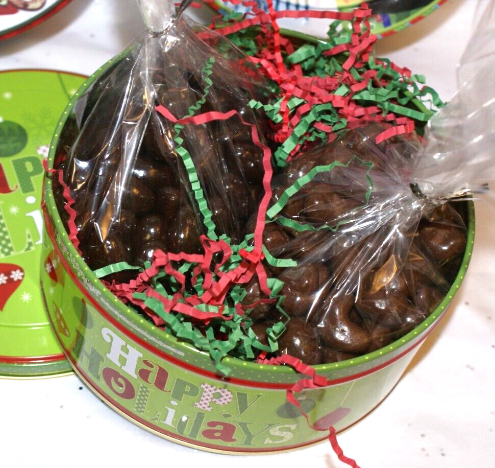 Nuts & Chocolate Covered Nuts Christmas Birthday Gift Tin Box Select Var 14 OZ gallery
