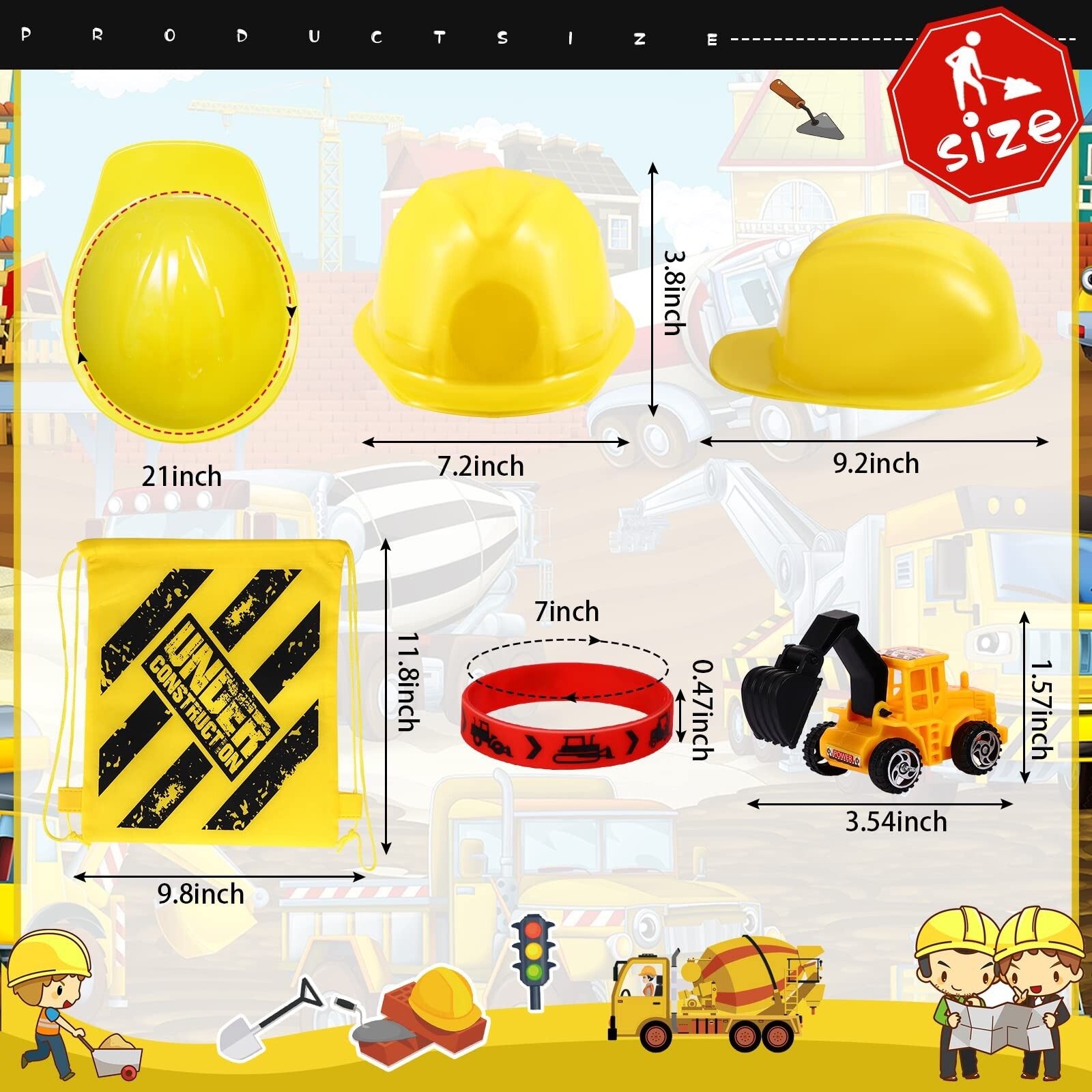 Sratte 55 Pieces Construction Vehicle Birthday Party Favors Supplies Set, Con... gallery