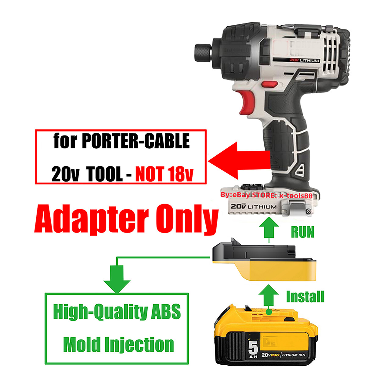 1x Adapter for DeWalt 20V MAX Battery Convert To fits PORTER-CABLE 20V MAX Tools gallery
