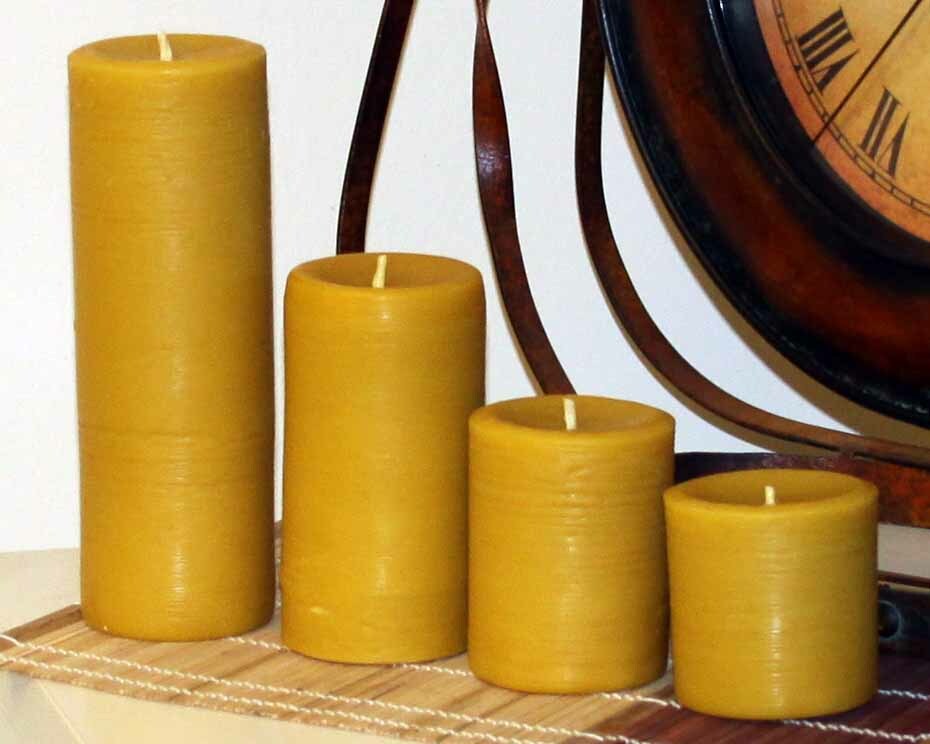 Handmade 100% Pure Beeswax Pillar Candles 100% Cotton Wick 3" Thick gallery