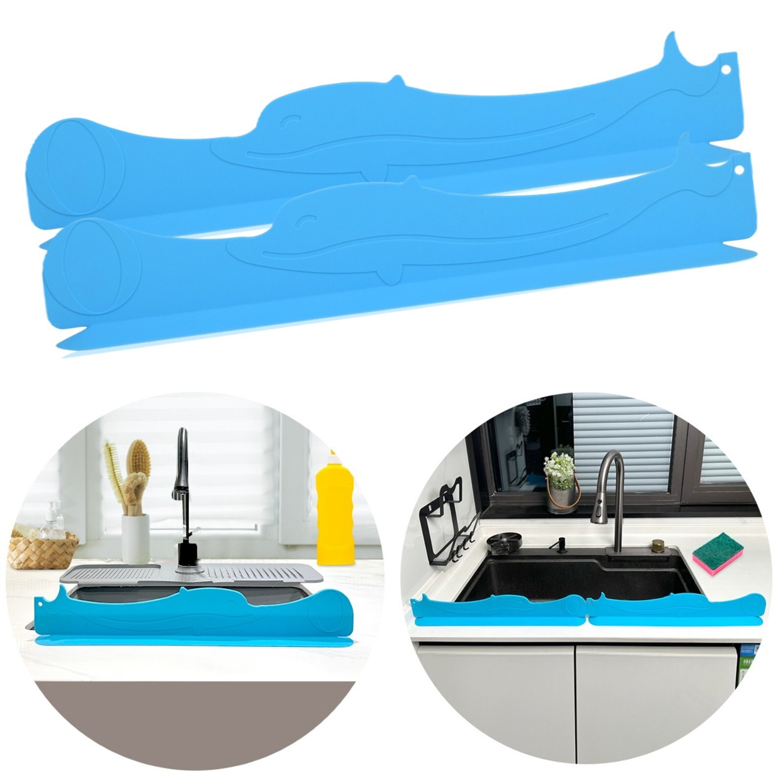 Sink Splash Guard 17.25"x2 set- Protect Countertop Wall from Splatter and Stain gallery