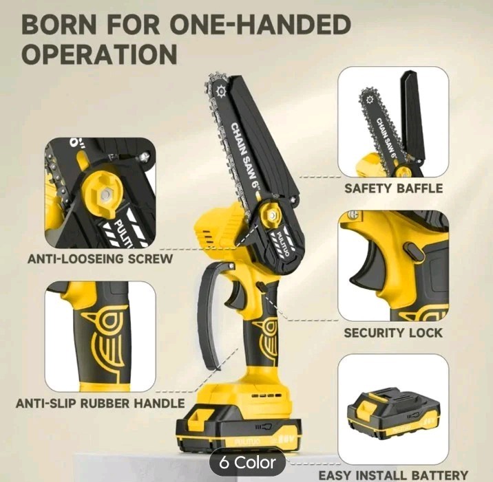 Mini Chainsaw Cordless 6 IN Brushless Battery Chainsaw Lightweight Set PULITUO gallery