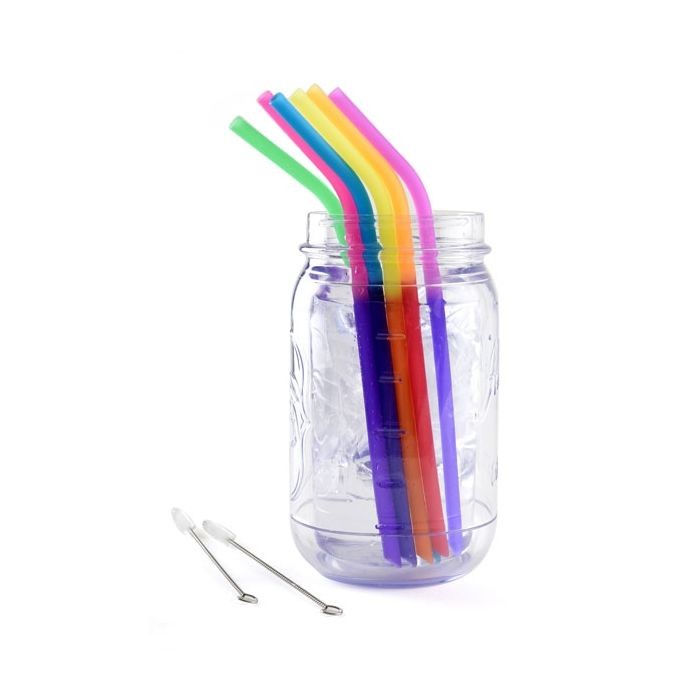 Norpro Silicone Reusable Color Changing Straws with Cleaning Brush, Set of 6 gallery