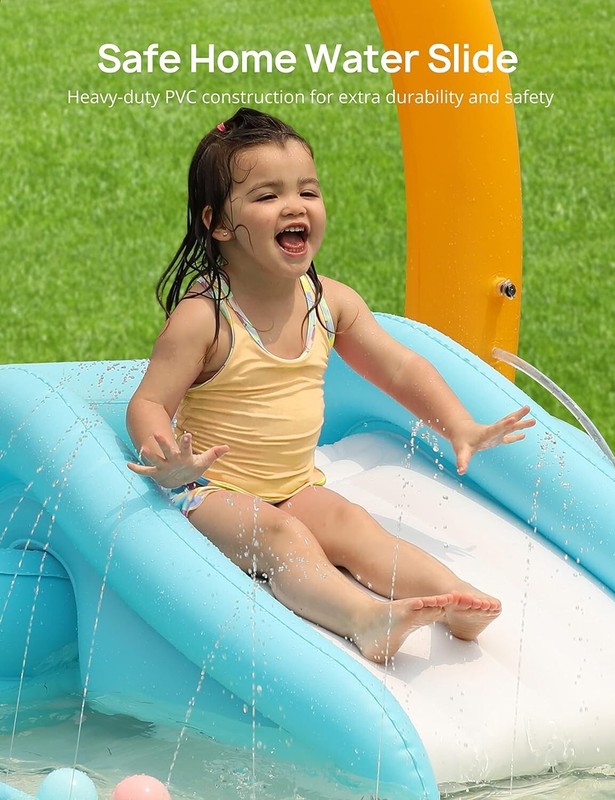 Evajoy Kiddie Pool Inflatable Play Center Kids Pool W/ Slide Water Sprayers NEW gallery