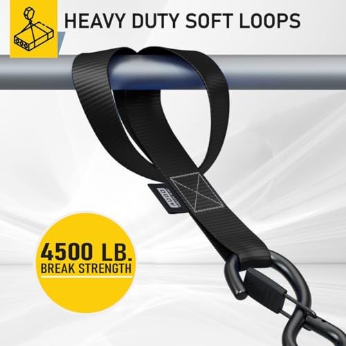 Soft Loop Tie Down Straps - 1,500 Load Capacity & 4,500 Lbs 12 Inch Black gallery