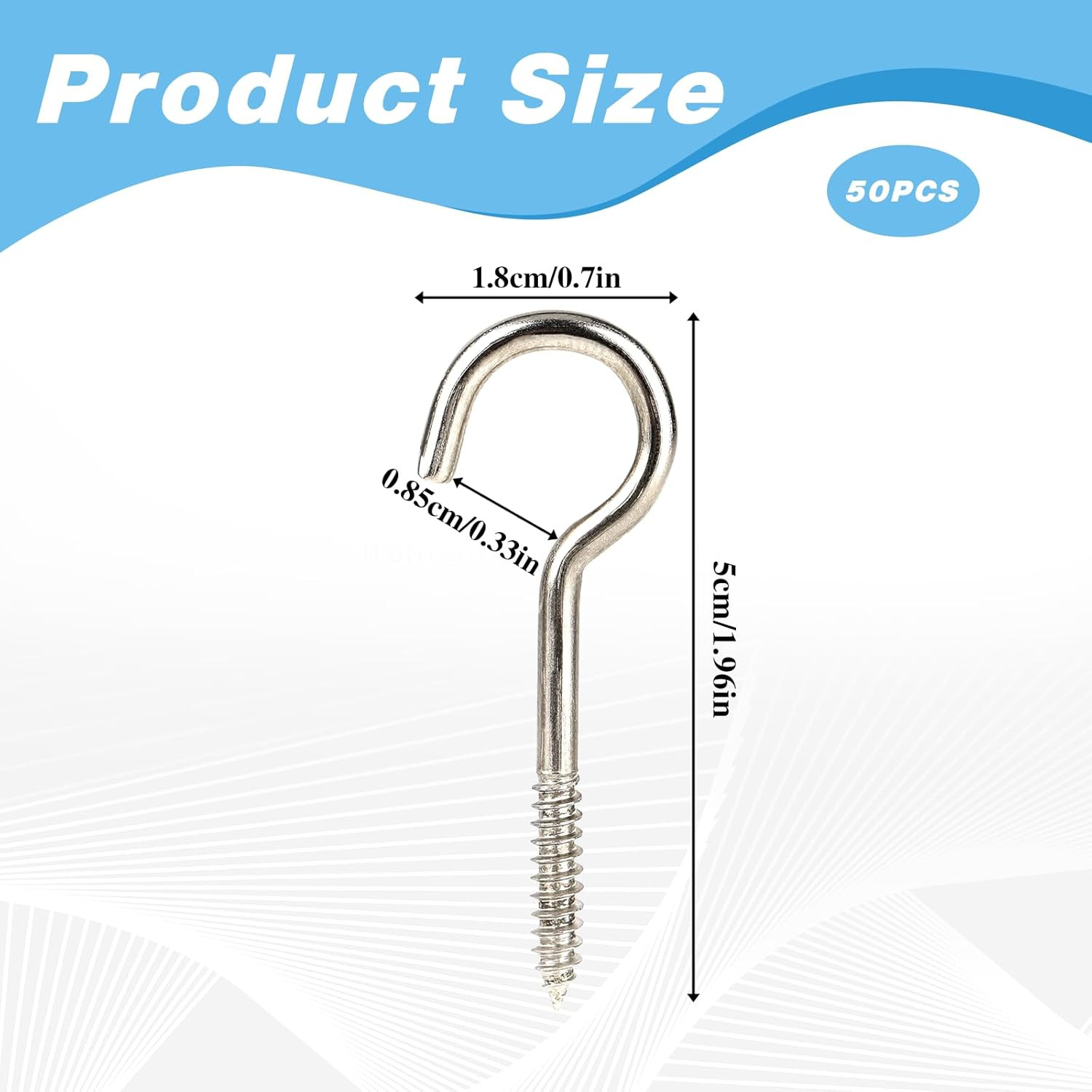 50 Pack 2 Inch Heavy Duty Screw-In Hook Ceiling Cup Hooks for Indoor Outdoor gallery