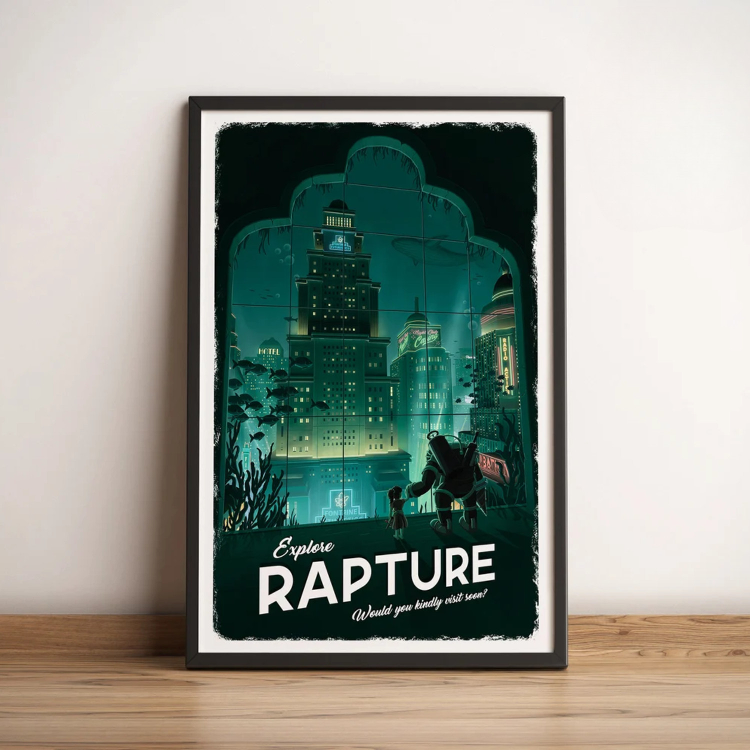 Rapture Bioshock Poster Retro Travel Gamer Wall Art Canvas gallery