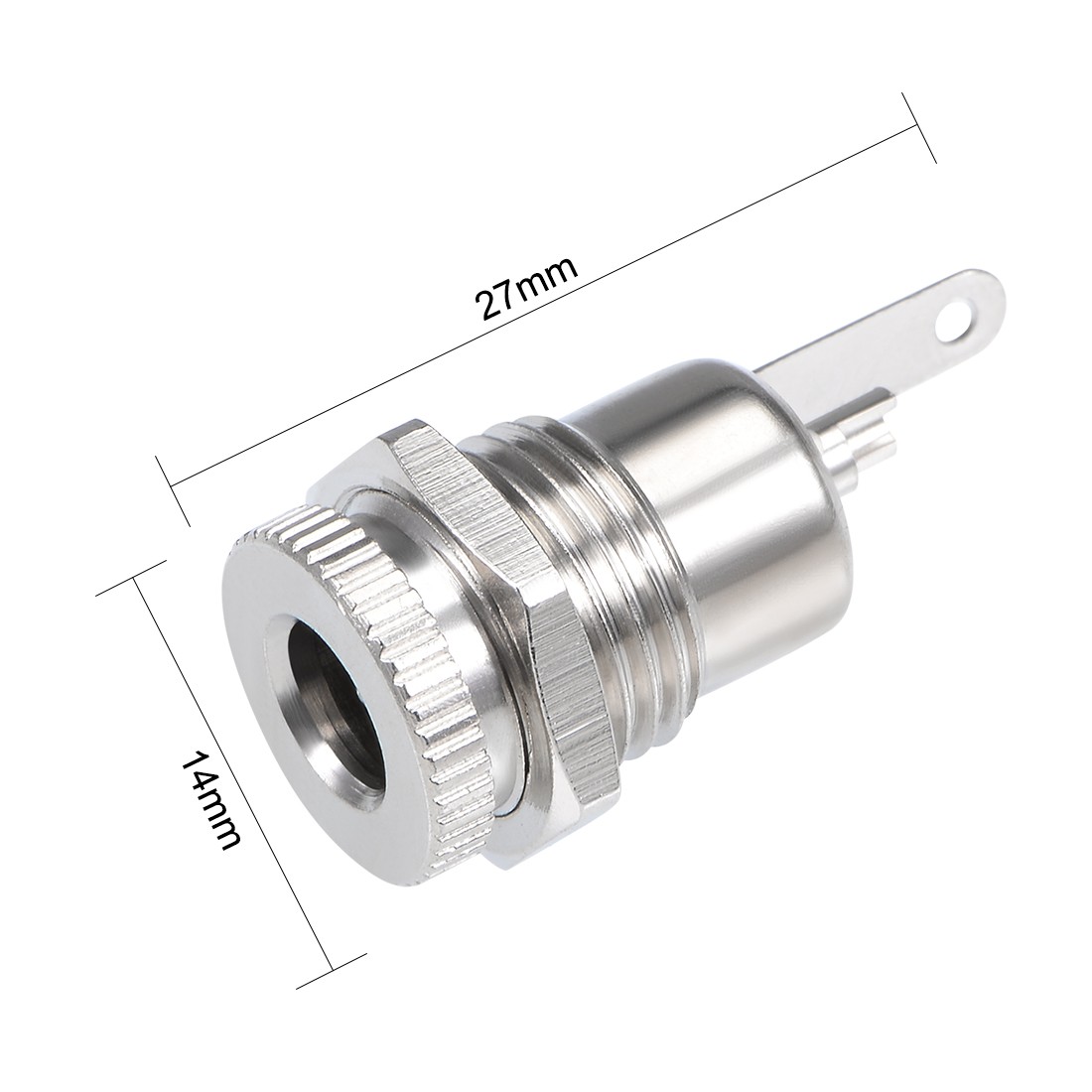 5Pcs Panel Mount DC Connector Power Socket Female 5.5mm x 2.5mm Silver Tone gallery