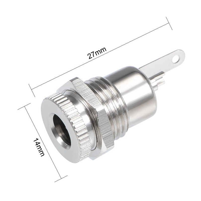 5Pcs Panel Mount DC Connector Power Socket Female 5.5mm x 2.5mm Silver Tone gallery