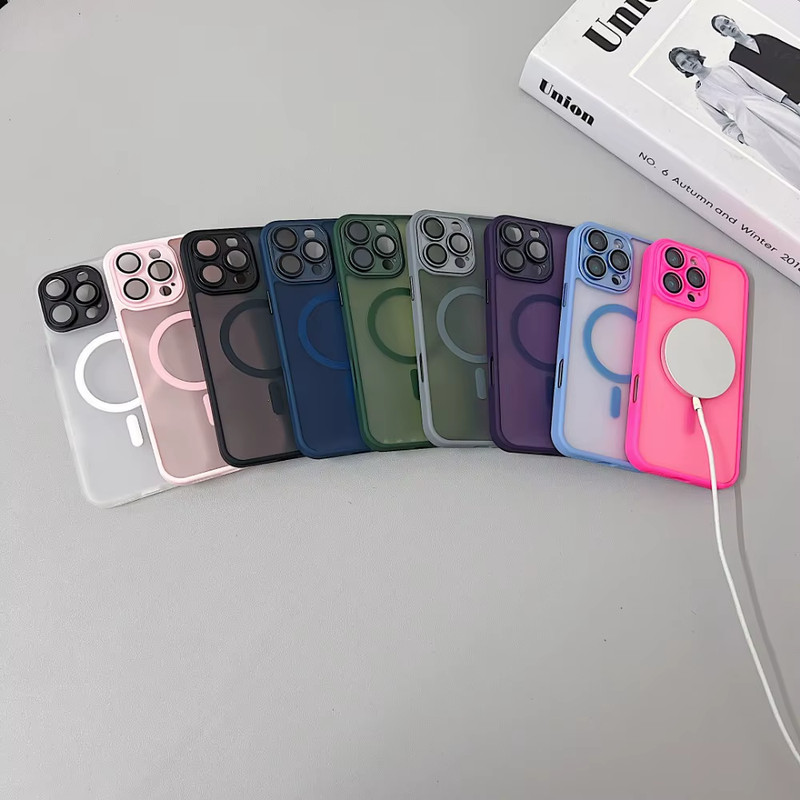 Magnetic Luxury Matte Translucent Armor Case for iPhone 16/15/14/13/12/11 Pro gallery