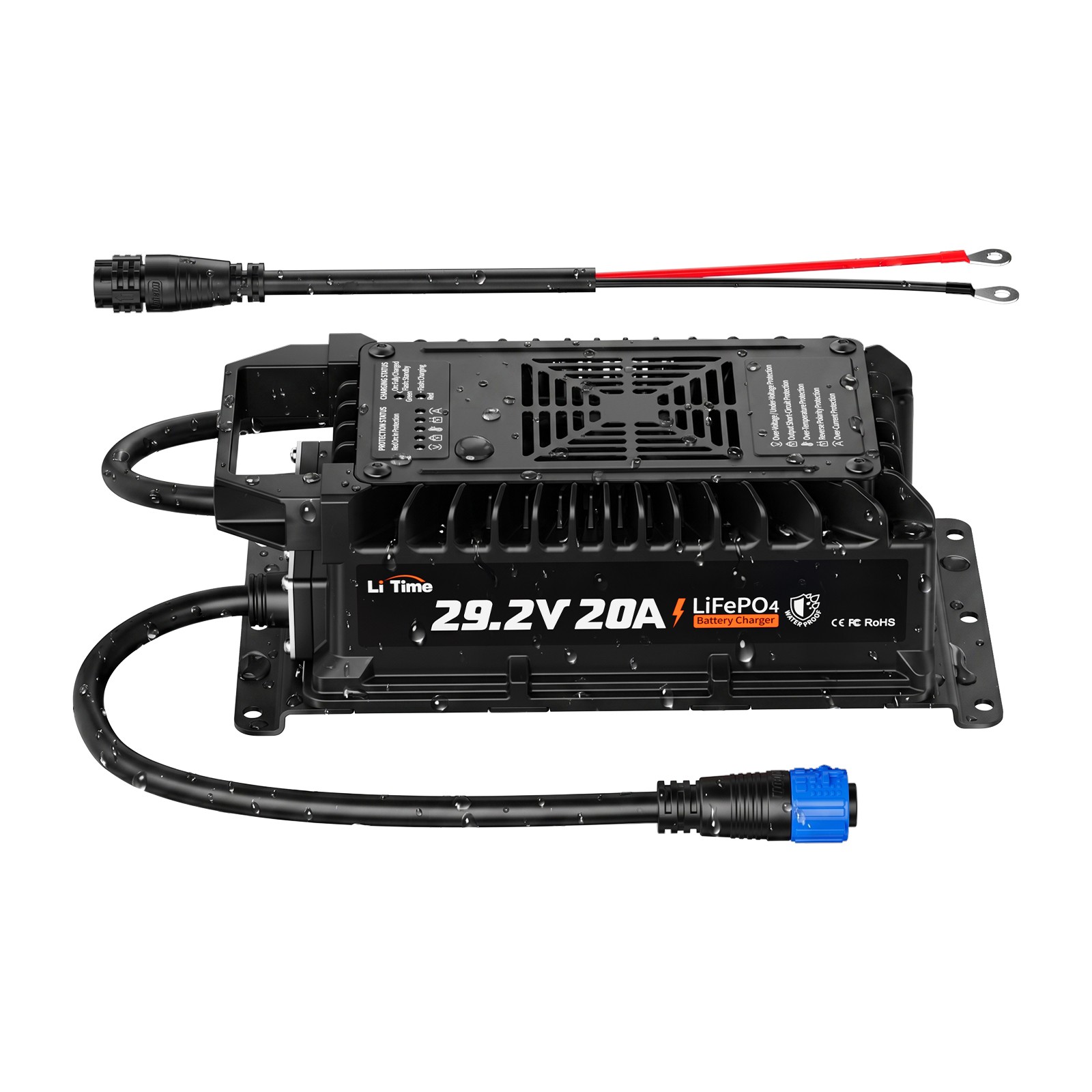 LiTime 24V 20A Waterproof LiFePO4 Battery Charger for RV, Marine, Trolling Motor gallery