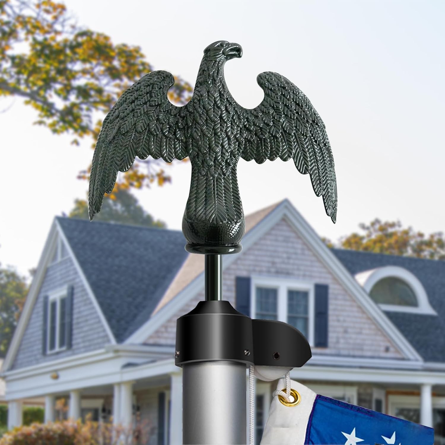 Eagle Flag Topper Finial Outdoor Decoration Black Metal Pole Ornament 20 25 gallery