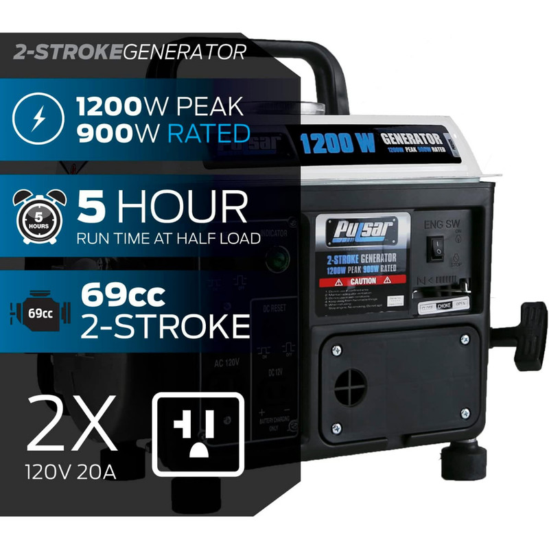 Pulsar 1,200W Carrying Handle, PG1202SA Gas-Powered Portable Generator gallery