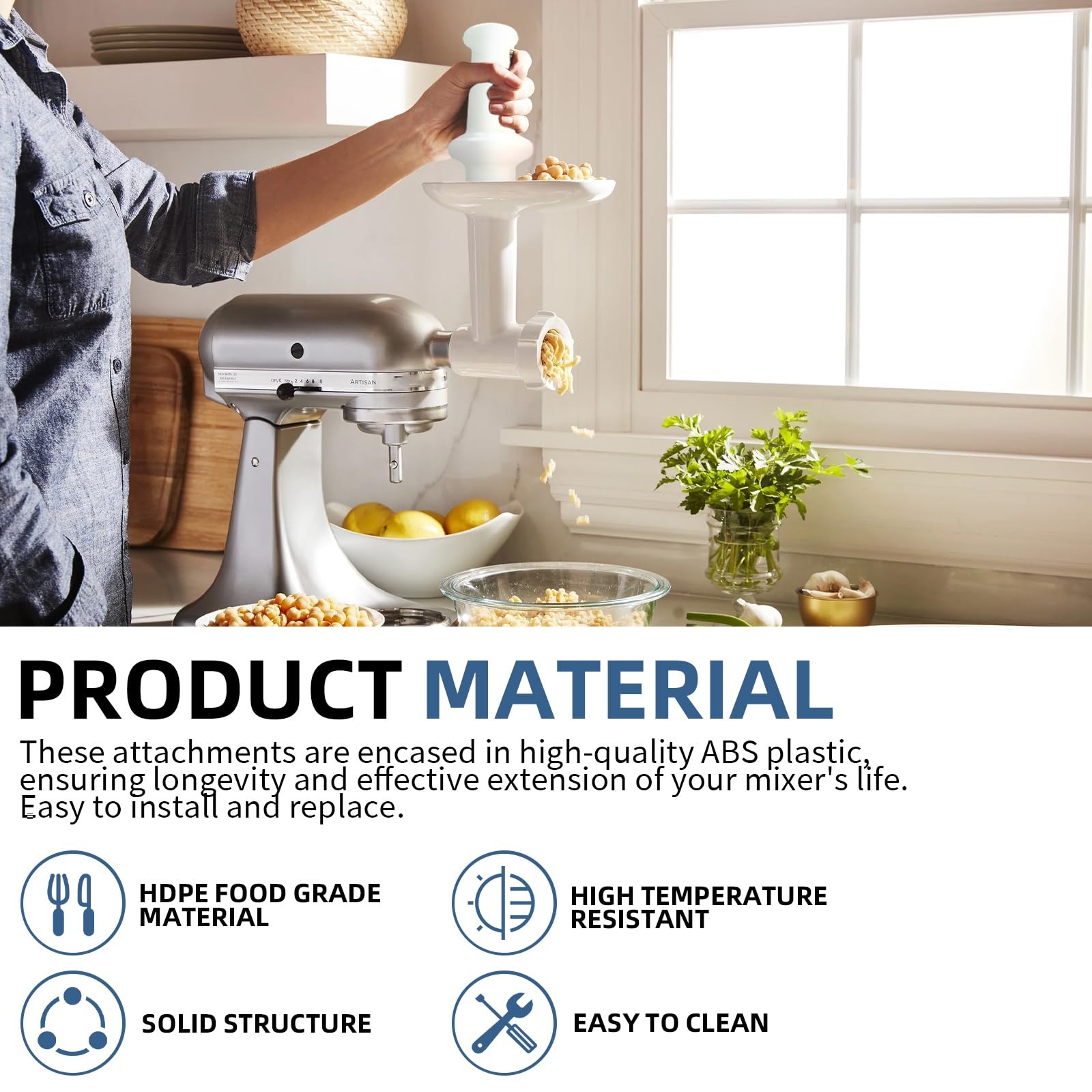 Universal Meat Grinder Pusher Stomper for Kitchenaid Lem Large, White gallery