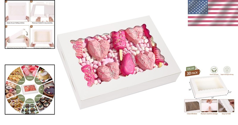 Large 30-Count Christmas Bakery Boxes - 14x10x2.5 Inch Dessert Packaging gallery