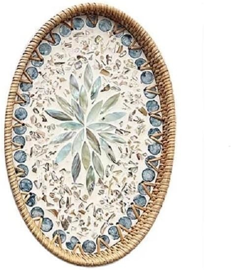 13 Inch Decor Tray for Coffee Table Mother of Pearl Inlay Serving Tray gallery