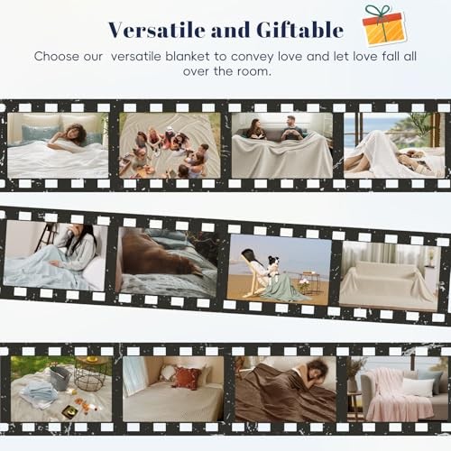 Cooling Waffle Blanket Queen Size, Lightweight 60% Queen(90 "x90") Linen 02 gallery