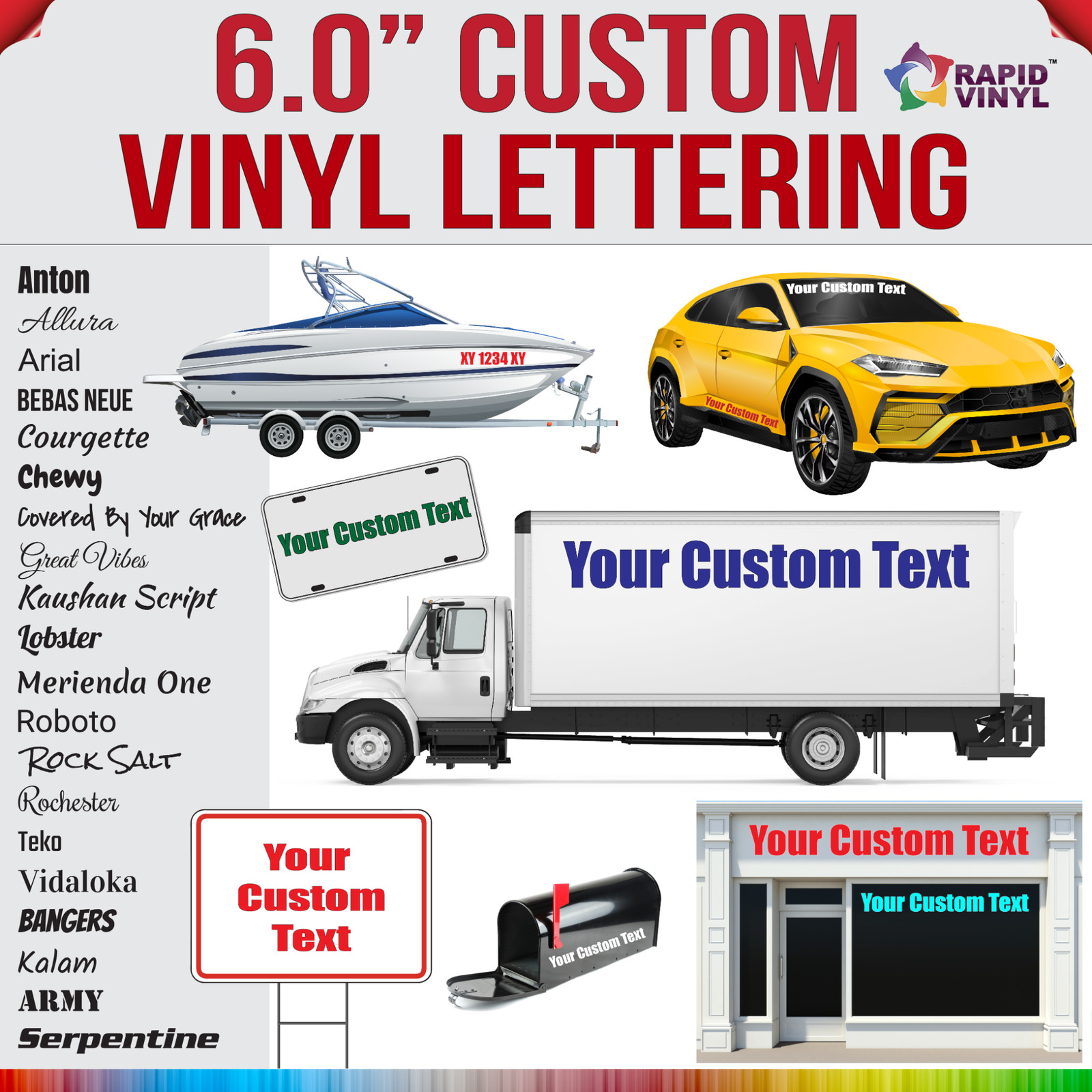 6 Inch Custom Vinyl Lettering Numbers Transfer Decal Sticker Boat Window Glass gallery