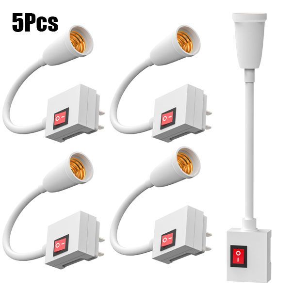 5x Flexible E27 Light Bulb Holder Extension Socket Adapter Plug in On/Off Switch gallery