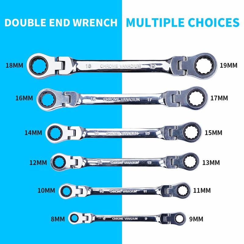 6Pcs SAE 8-19mm Spanner Extra Long Box End Wrench Set Metric Combination Spanner gallery