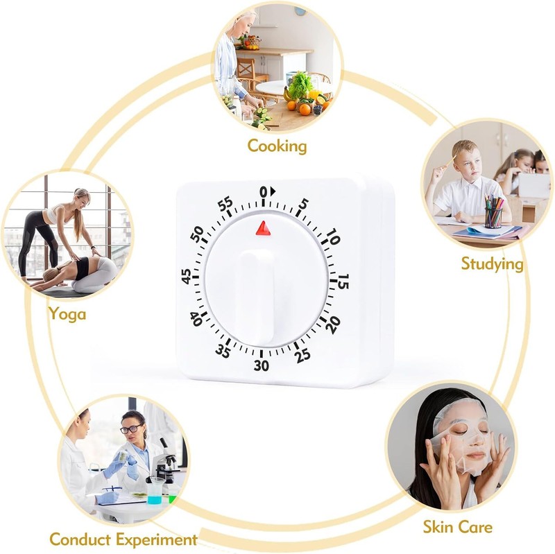 2× Kitchen Timer Bell Alarm 60 Minute Timing Sound for Baking Cooking Mechanical gallery