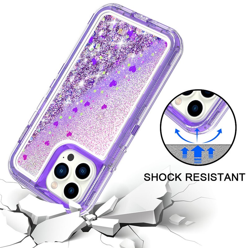 Shockproof Liquid Glitter Defender Case For iPhone 16 15 14 Pro Max 13 12 11 XS gallery