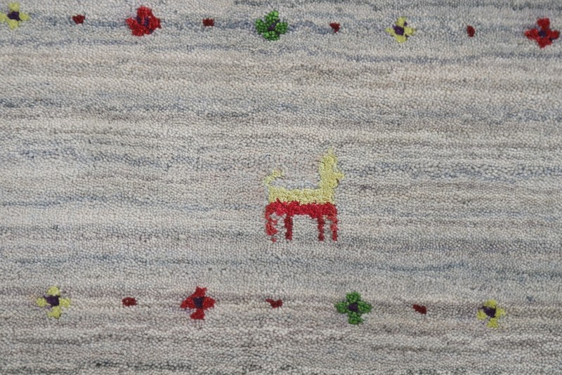 Little Animal Bordered Gabbeh Dining Room Area Rug 9'x10' Wool Handmade Carpet gallery