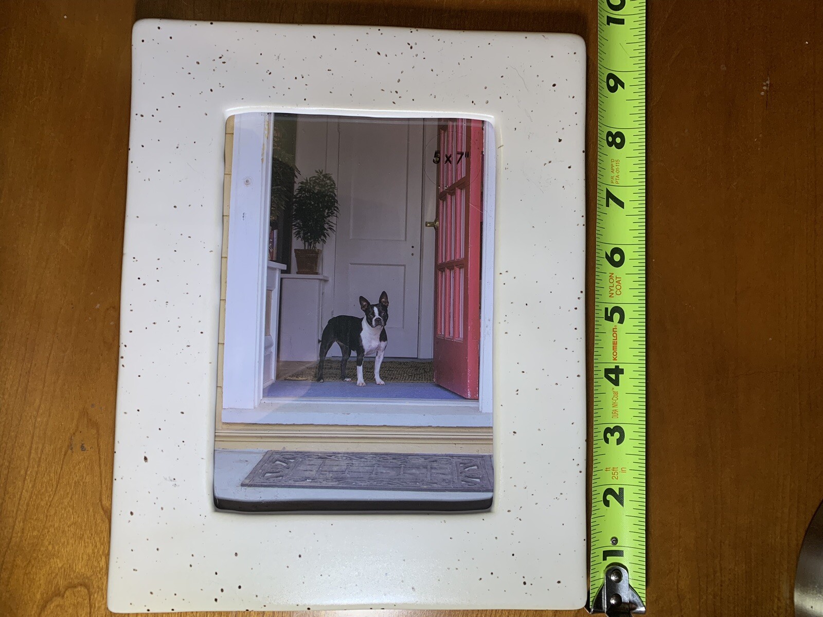 5x7 Stoneware Photo Picture Frame, freestanding or hanging portrait / landscape gallery