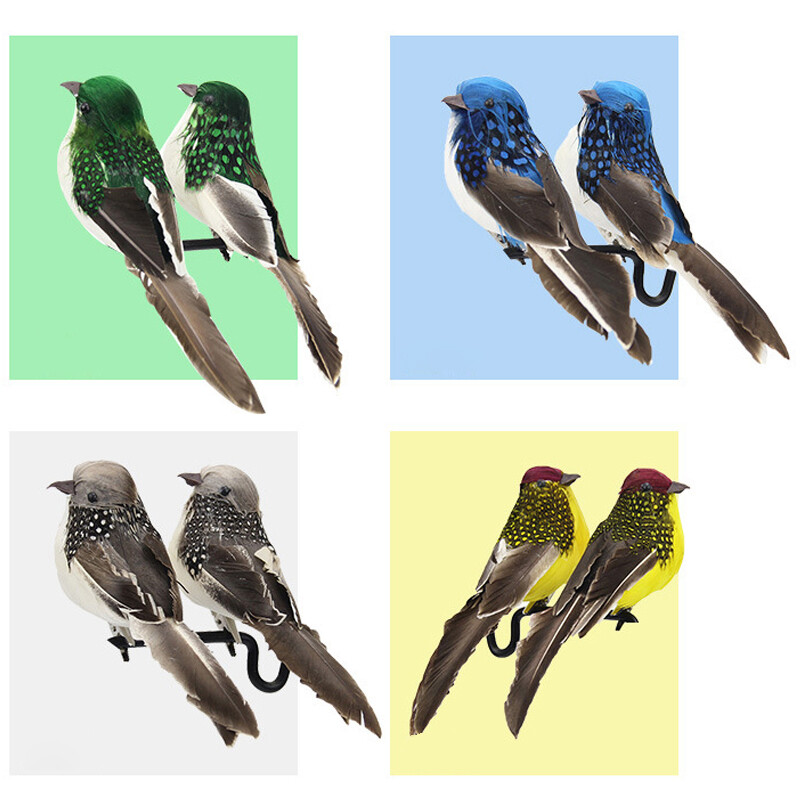 4pcs Mini Artificial Birds Fake Feather Foam Sparrow Home Garden Ornaments Craft gallery