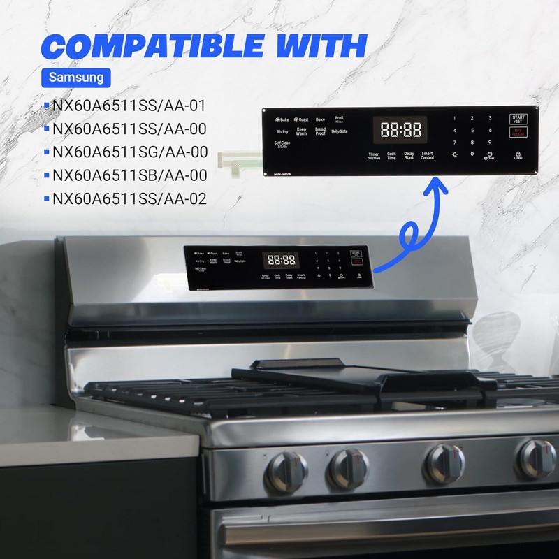DG96-00850B Gas Range Touch Control Panel Membrane Switch Display for Samsung gallery