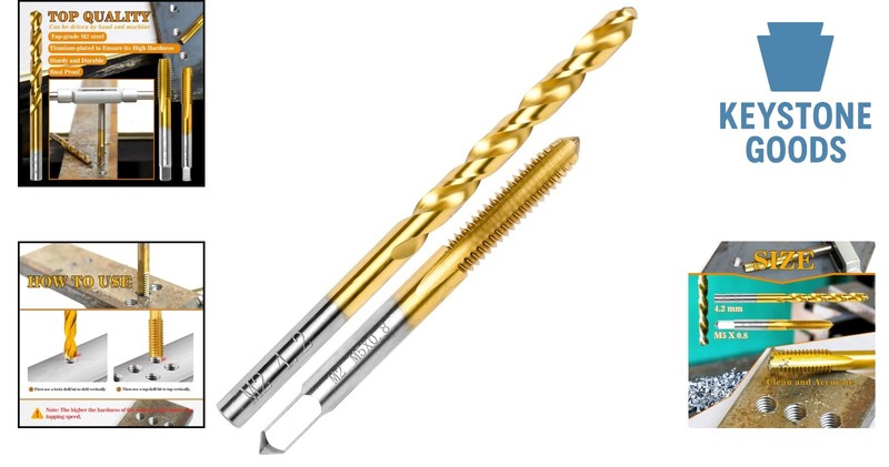 Metal Drill & Tap Kit - M2 HSS, Titanium Finish, 2pcs gallery