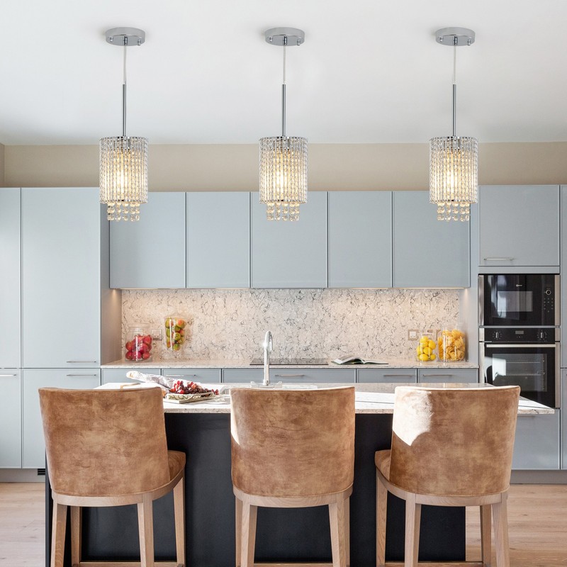Chrome Crystal Pendant 3 Pack Light Ceiling Chandelier Kitchen Island Fixture UL gallery