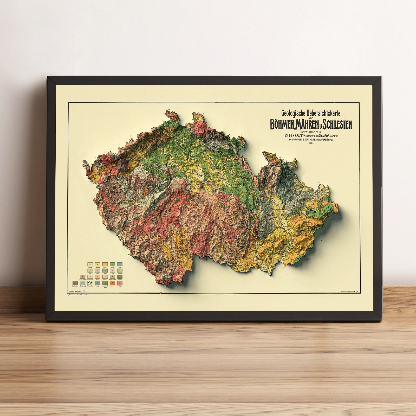 Czech Republic Map, Czechia 2D Relief Map, Czechia Vintage Map - 2D Flat Print gallery