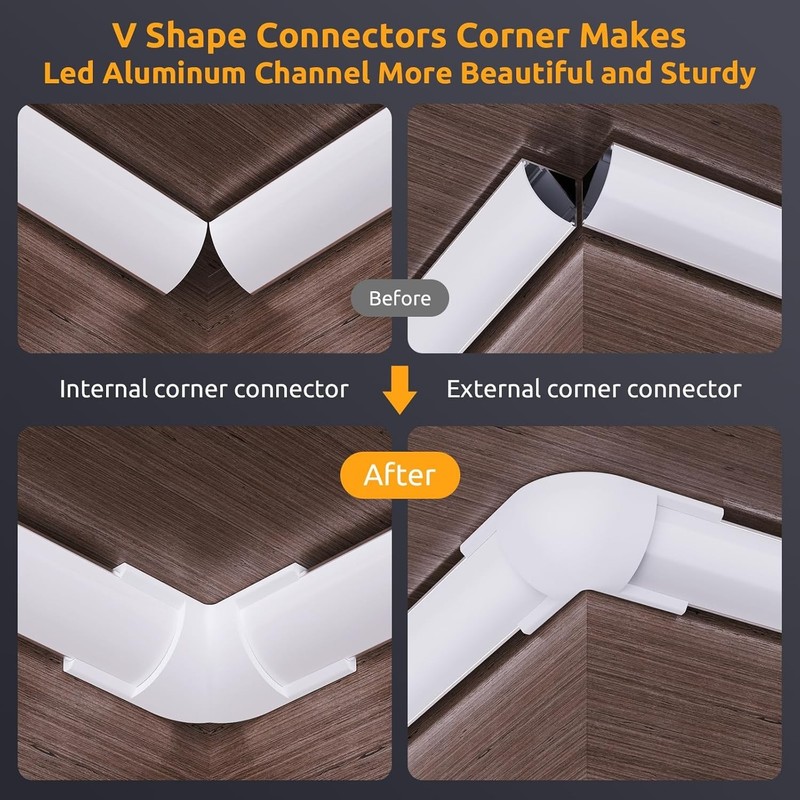 90 Degree Corner Connectors for V Shape LED Channels - Complete Connector Kit gallery