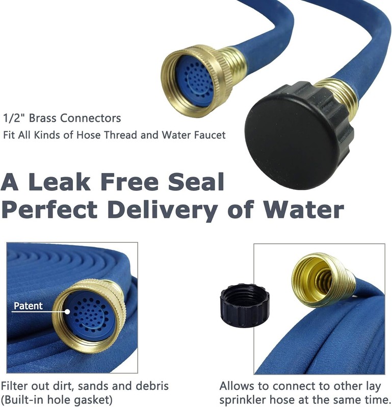 Water-Saving 25ft Flat Soaker Hose with Metal Connectors for Garden Efficiency gallery