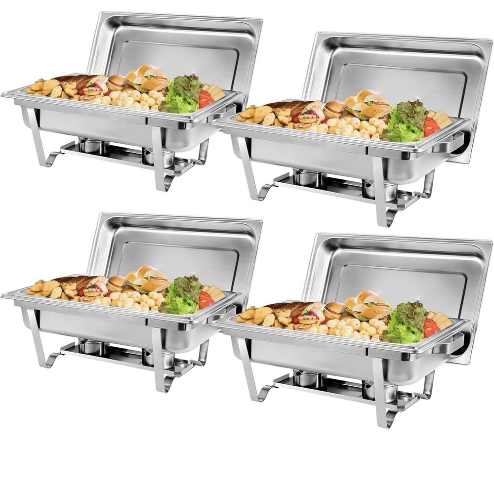 ZENY 4 Packs Chafing Dish Buffet Set, 8 Quart Stainless Steel Buffet Servers