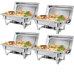 ZENY 4 Packs Chafing Dish Buffet Set, 8 Quart Stainless Steel Buffet Servers
