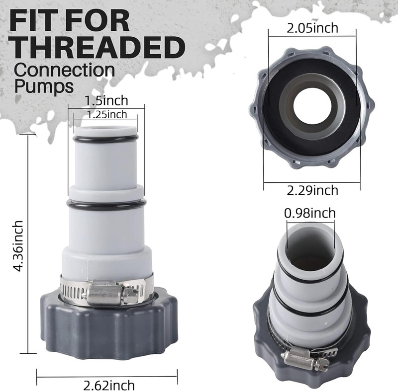 Tongass (2-Pack) Replacement Threaded to Clamp Style Hose Adapter for Intex Pool gallery