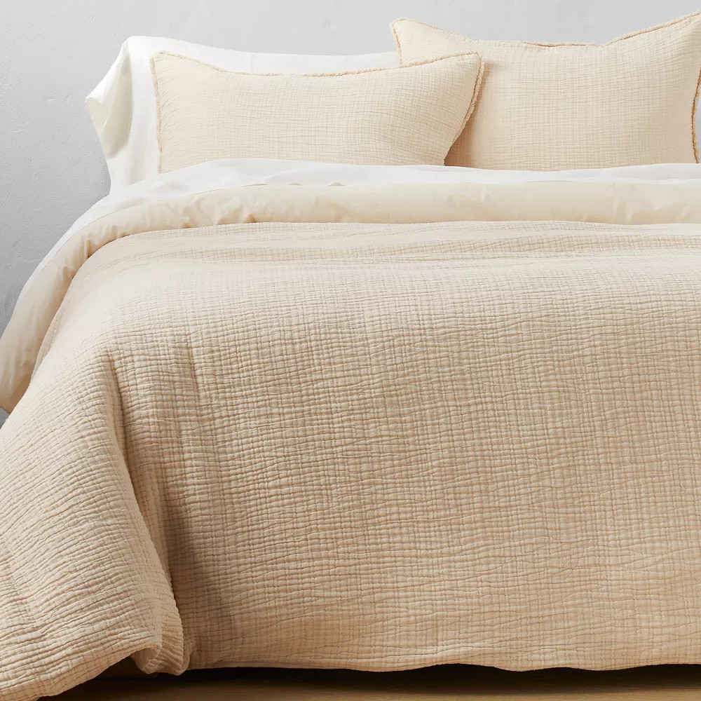 Full/Queen Textured Chambray Cotton Duvet & Sham Set Natural - Casaluna gallery