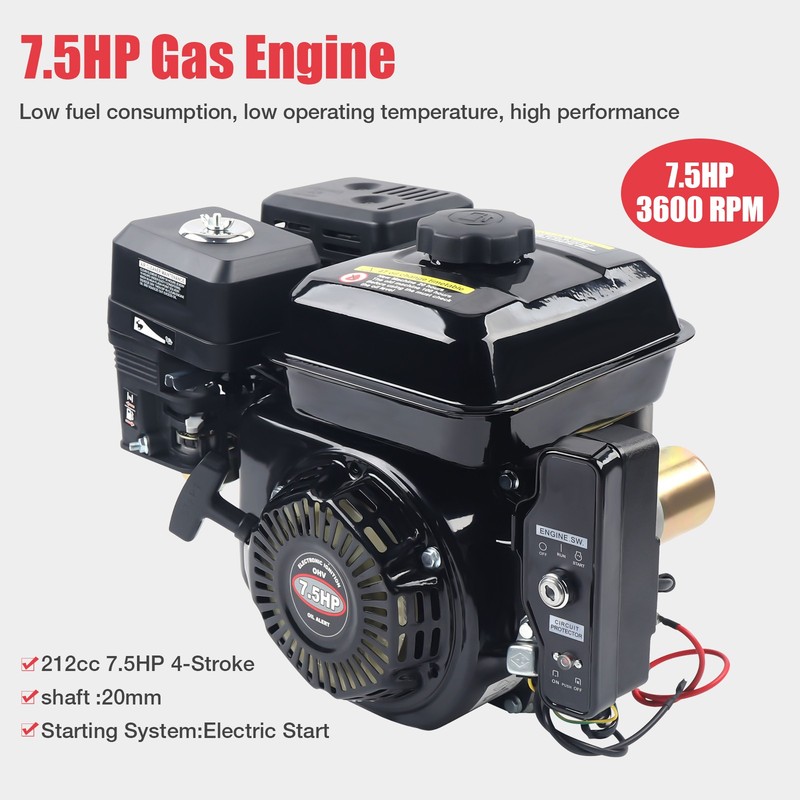 212cc 7.5 HP Electric Start Horizontal Engine Go Kart Gas Engine Motor 4-Stroke gallery