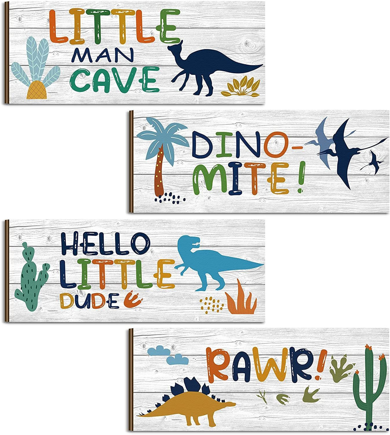 4 Pcs Dinosaur Room Bedroom Decor Boys Wall Decor, As pictures shown gallery